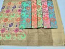 Fancy Kota Doria Flower Printed Saree