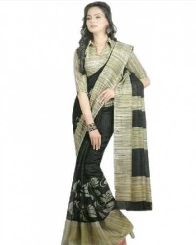 Cotton Checks Printed Linen Saree For Women