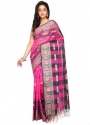 Pink Checks Handloom Cotton Silk Saree