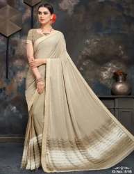 Fancy Cream Printed Saree For Women