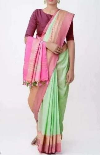 Formal Wear Temple Border Cotton Saree  by Samir