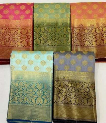 Silk Saree Zardozi Banarashi Printed Work by Gupta Vastralaya