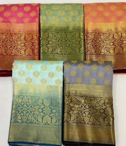 Silk Saree Zardozi Banarashi Printed Work by Gupta Vastralaya