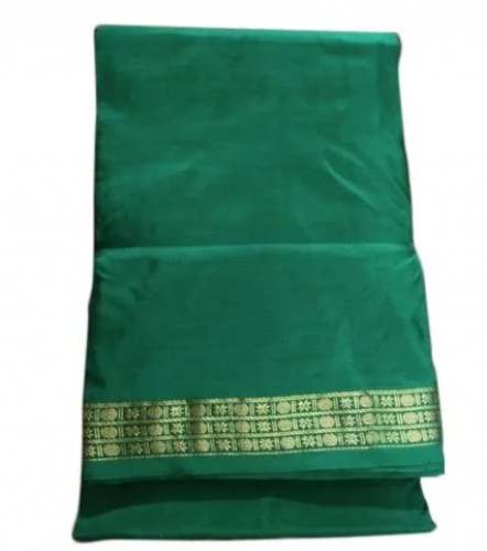 Dark Green Silk Mens Dhoti by Vidya Silks