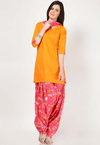 Latest Plain Cotton Punjabi Suit by Mohini Creations