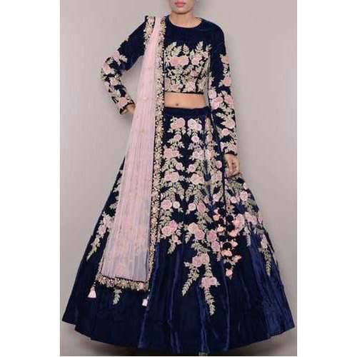 Designer Wine Color Velvet Lehenga by Panihari Selection