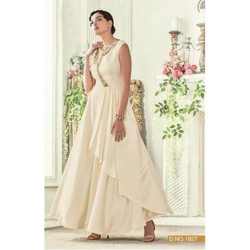Festive wear Off white Plain Gown by Panihari Selection