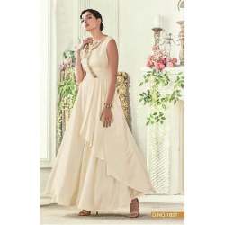 Festive wear Off white Plain Gown