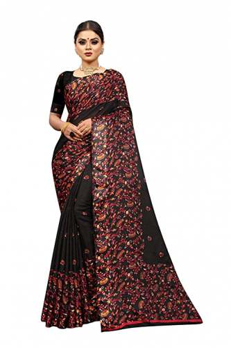 Buy Jute Satin Saree By SHREE SWASTIK ENTERPRISE by Shree Swastik Enterprise