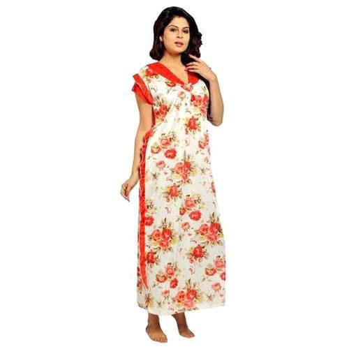 Flowery Printed Cotton Ladies Nighty 