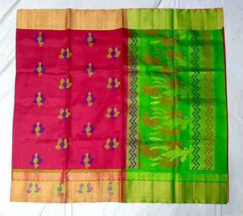 Green and Pink Pure Kanchipuram Silk saree by WOOPiCK.com