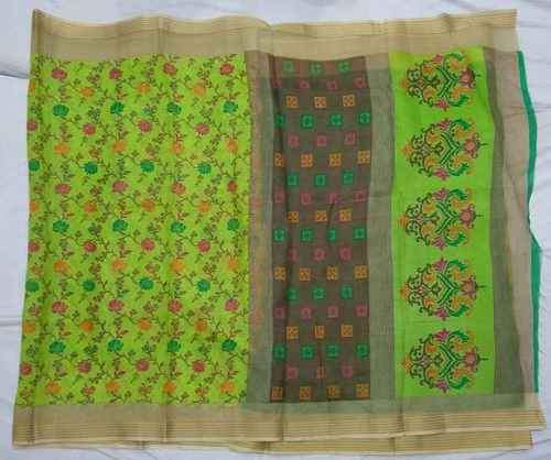 Party wear Green Kota Silk Printed saree by WOOPiCK.com