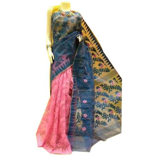 Fancy Double Color Jamdani Saree by Abhi Enterprises