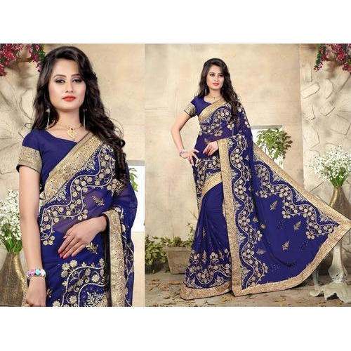 Designer Chiffon Border Saree by SKV Media Service