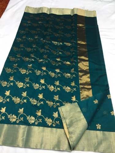 Green Color Chanderi Handloom Saree by Negi Enterprises