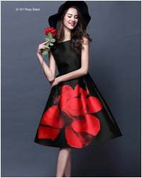 Red And Black Short Tunic Kurti Frock 