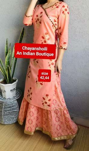 Fancy Cotton Kurti with Sharara Pant