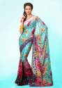 Designer Floral Print Brasso Saree thumb 1