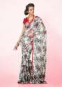 Designer Floral Print Brasso Saree thumb 2