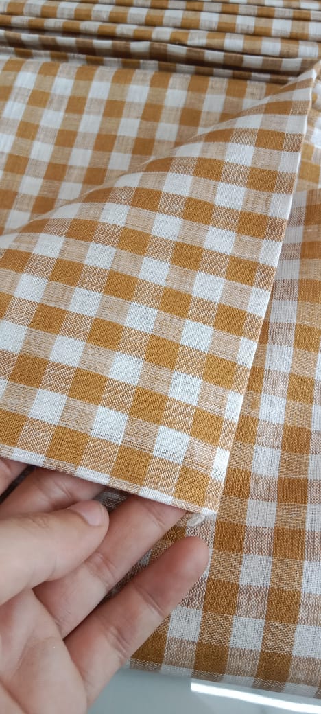 100% Linen Checks Fabric