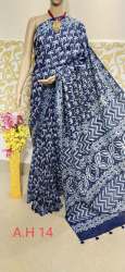 Batik Printed Linen By Linen Saree