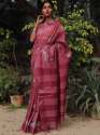 Bhagalpur Linen Cotton Resham Embroidered Saree thumb 4