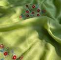 Celery Green Linen Embroidered Saree thumb 1