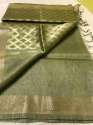 Elegant Handloom Linen Silk Saree thumb 5
