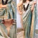 Elegant Handloom Linen Silk Saree thumb 9