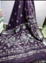 Elegant Linen By Linen Block Print Saree