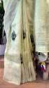 Exclusive linen silk French knot work saree thumb 1