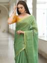 Fancy Collection Tissue Linen Mirror Work Saree thumb 1
