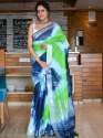 Fancy Cotton Slub Sibori Dyed Saree thumb 2