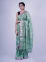Fancy Sea Green Linen Embroidered saree