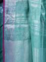 Fancy Sea Green Linen Embroidered saree thumb 5