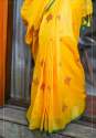Fancy Yellow Linen Embroidered Saree by The Goodwill of Linen thumb 1