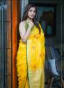 Fancy Yellow Linen Embroidered Saree by The Goodwill of Linen thumb 3