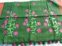 Green Embroidered Linen by Linen Saree