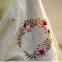 linen hand embroidery work saree  thumb 4