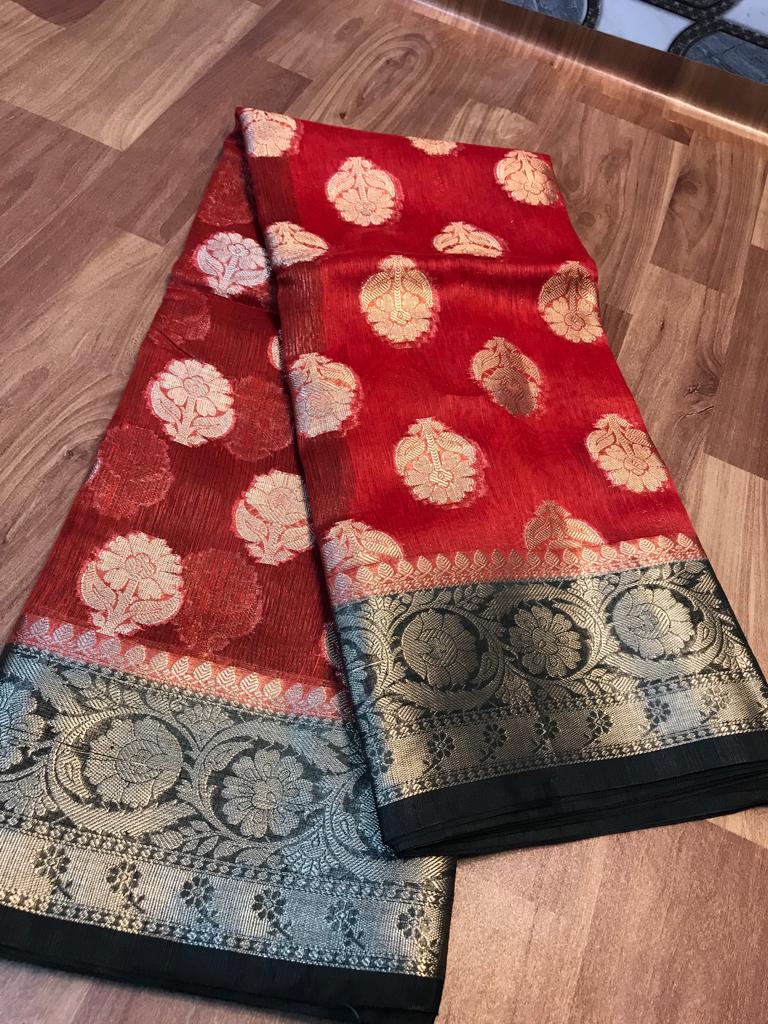 Linen silk banarsi saree