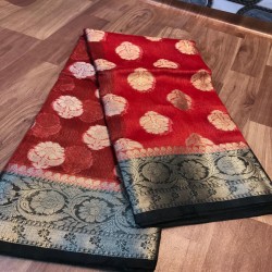 Linen silk banarsi saree