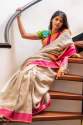 multi color cotton printed Linen saree  thumb 3