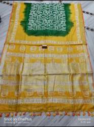 New Collection Cotton Linen Batik Print Saree