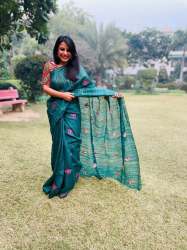 New Collection Tussar Ghicha Embroidery Work Saree