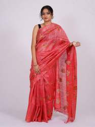 New Collection Tussar Ghichha Embroidery Work Saree