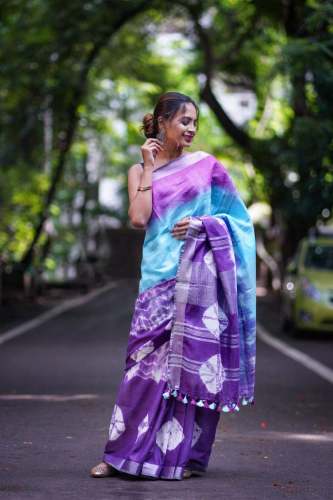 New Sibori Print Cotton Slub Saree For Women
