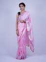 Pink Linen Embroidered Work saree  thumb 1