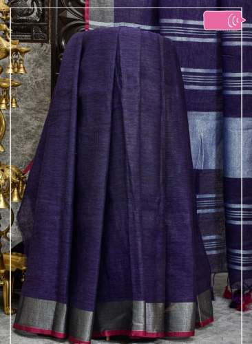 Plain Pure Linen By Linen Saree