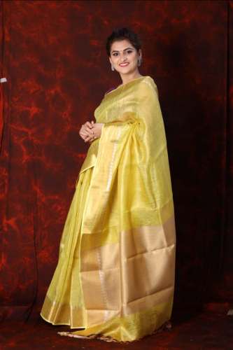 Plain Tissue Linen Weaving Saree