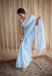 Plain Weaving Linen by Linen Saree
